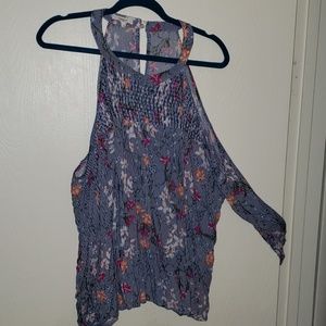 Floral cold shoulder blouse